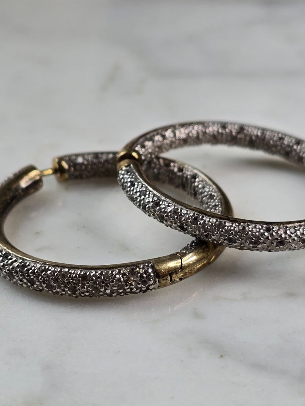 Womens Vintage Estate Sterling Silver Gold Tone Hoop Earrings 14.1g E3004